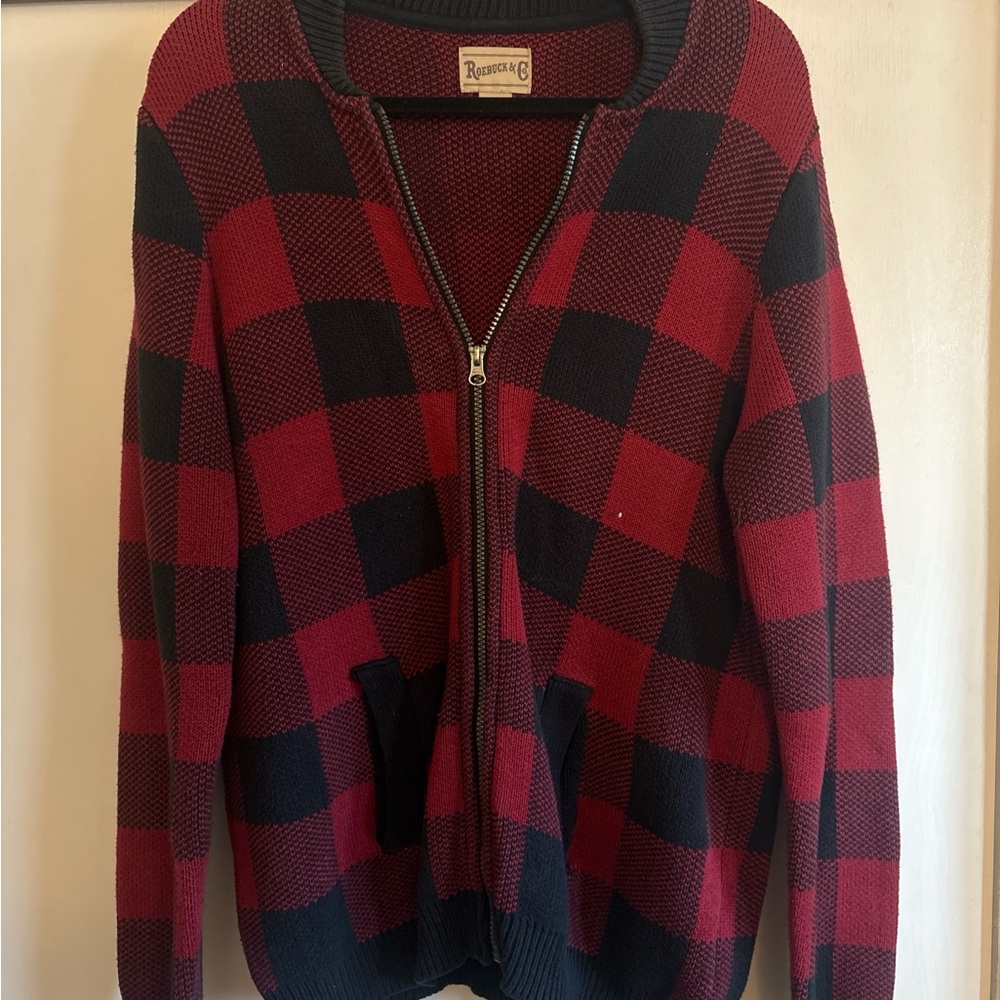 Red & Black Buffalo Check Zip-Up Sweater by Roadhouse Co.